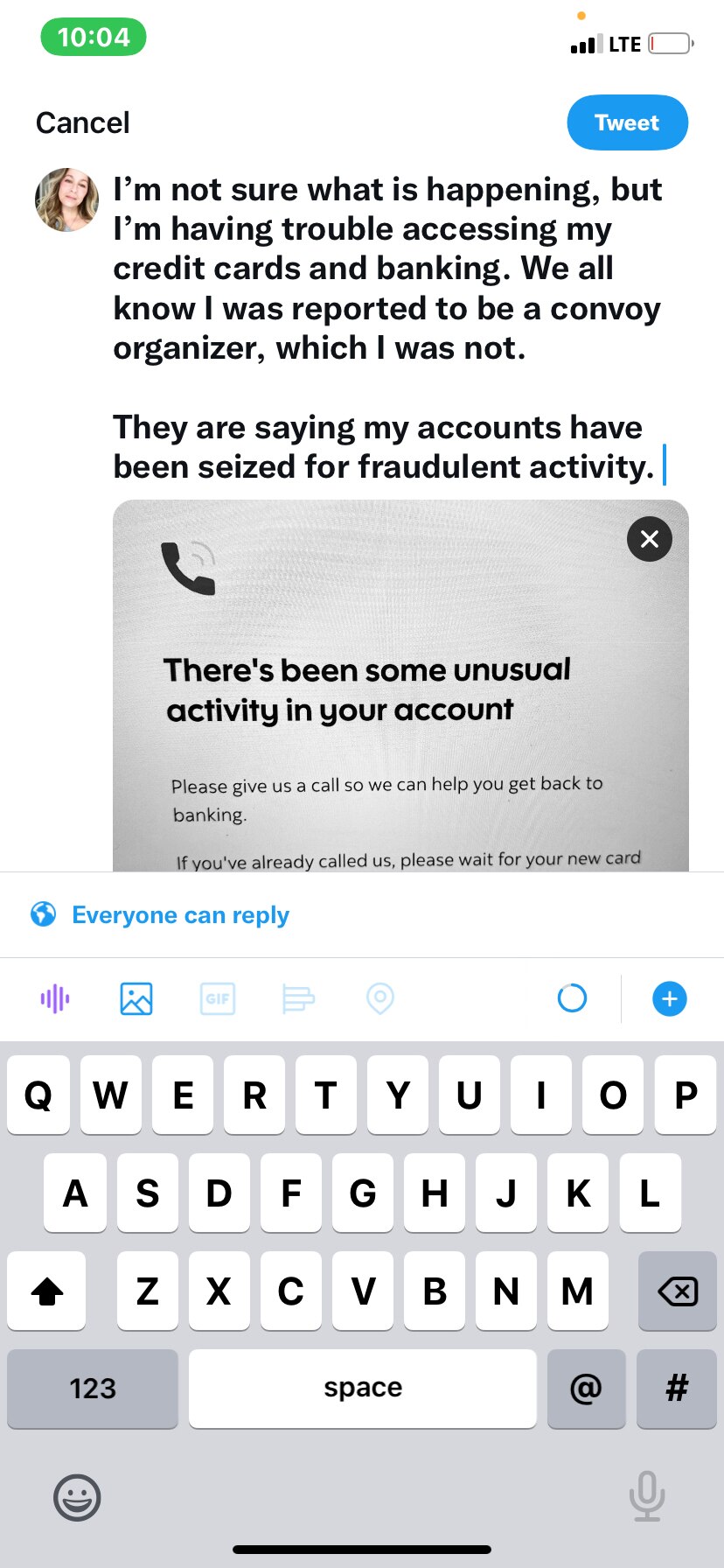 So we are at the “seize the bank accounts of dissidents” stage of things. 

Government has seized my...