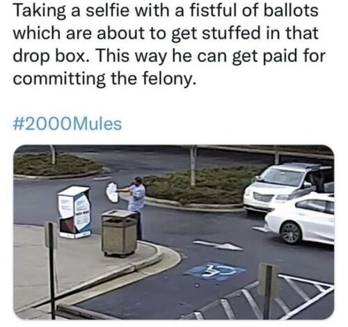 Saw the movie 2000 Mules yesterday - Well done! Now arrests need to happen.