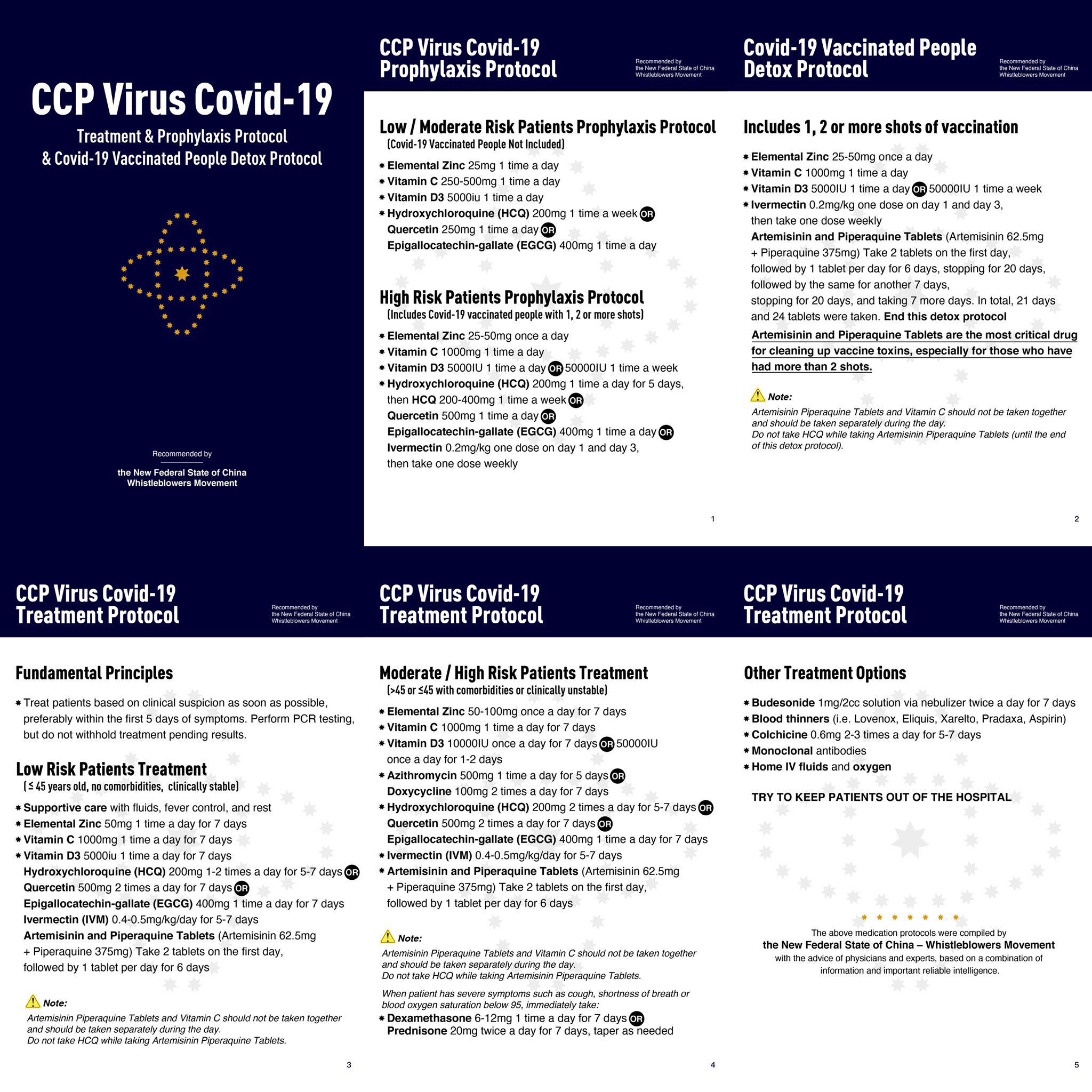 CCP Virus Covid-19 Treatment & Prophylaxis Protocol & Covid-19 Vaccinated People Detox Protocol

The picture download will be clearer

#TheNewFederalStateOfChina
#TakeDownTheCCP

