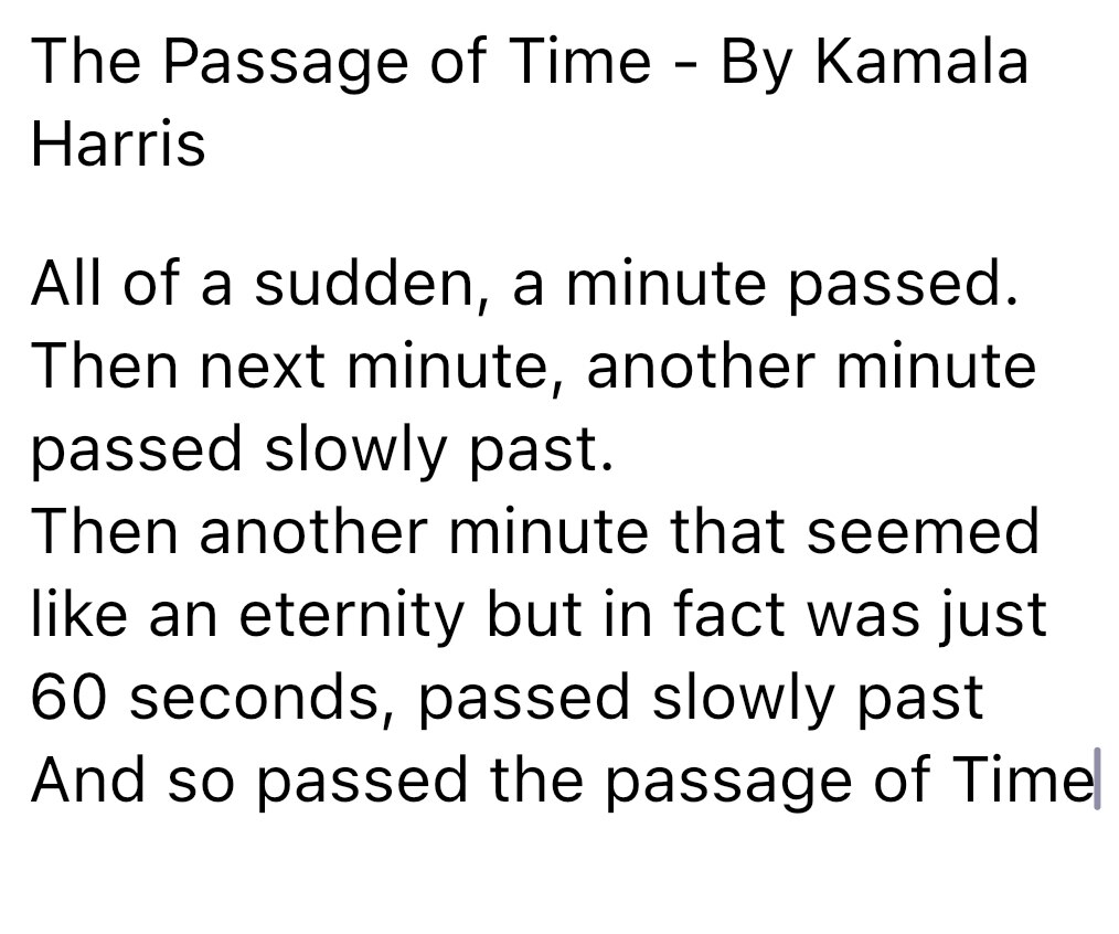 Found this incredible poem by our brilliant VP, Kamala Harris.  So deep and so profound !!

