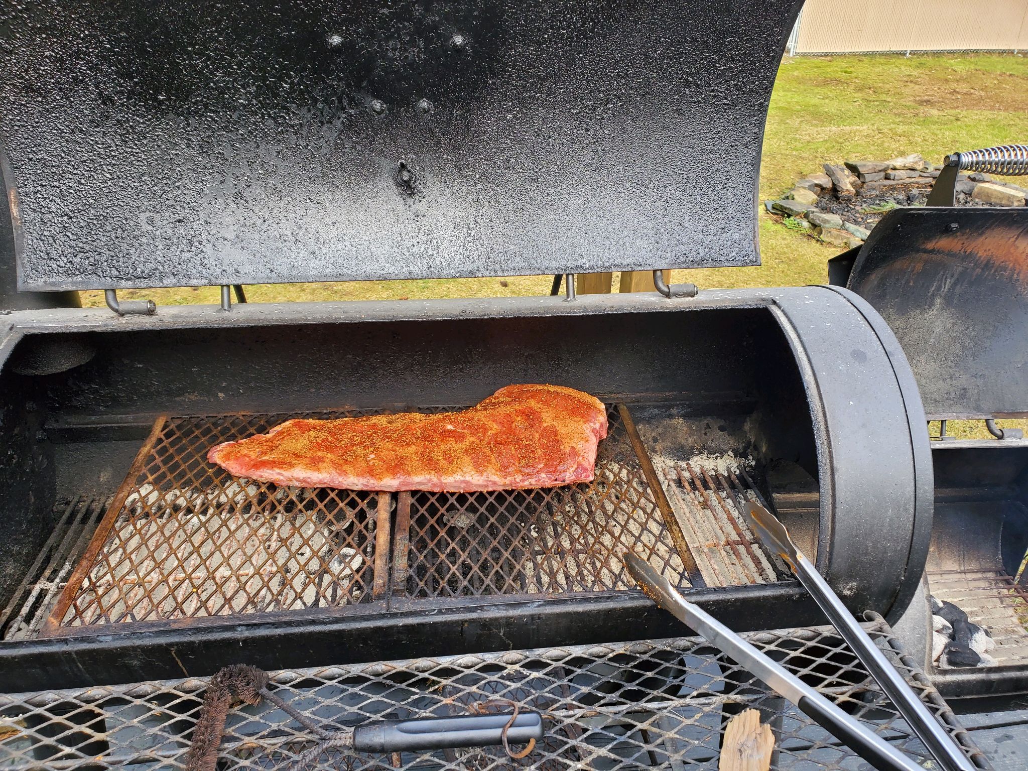 Good day for some smokin eh. 
#smoke #bbq #expensiveassporkribs #fjb