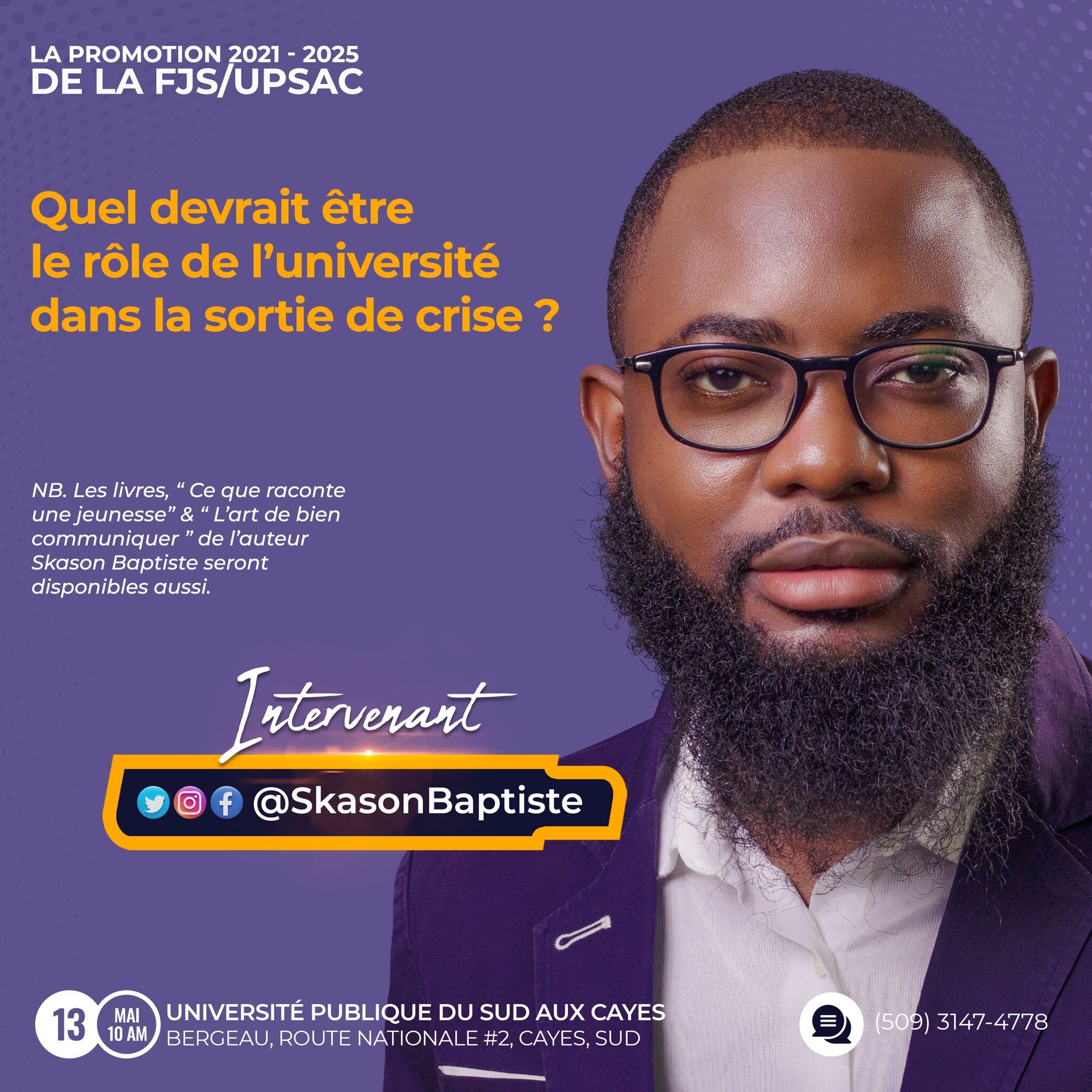 #RendezVous demen maten nan « Université Publique du Sud aux Cayes » avèk etidyan pwomosyon #SyansJi...