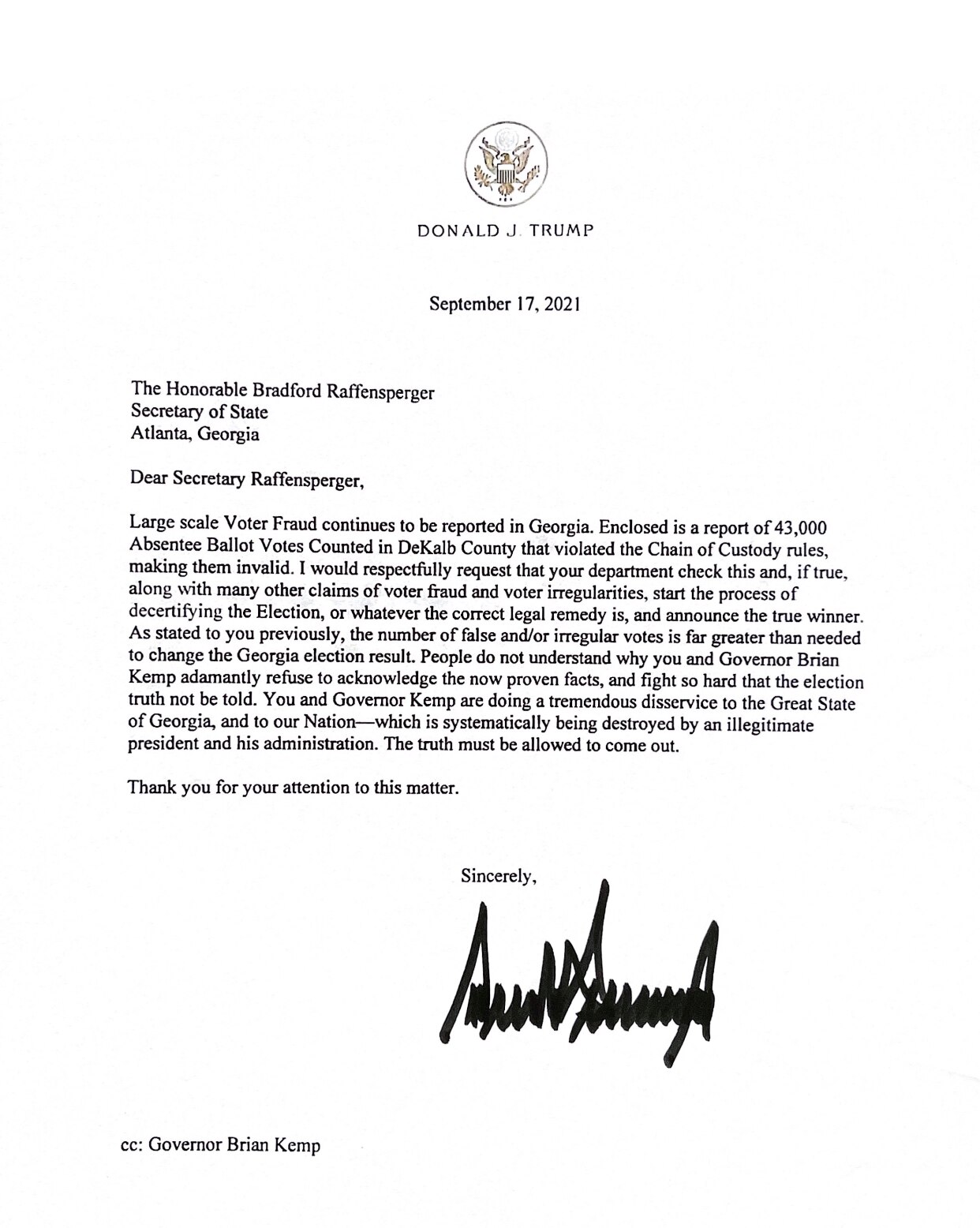 BREAKING! GEORGIA!🍑🚨President Trump sent a letter to Georgia Secretary of State Brad Raffensperger...
