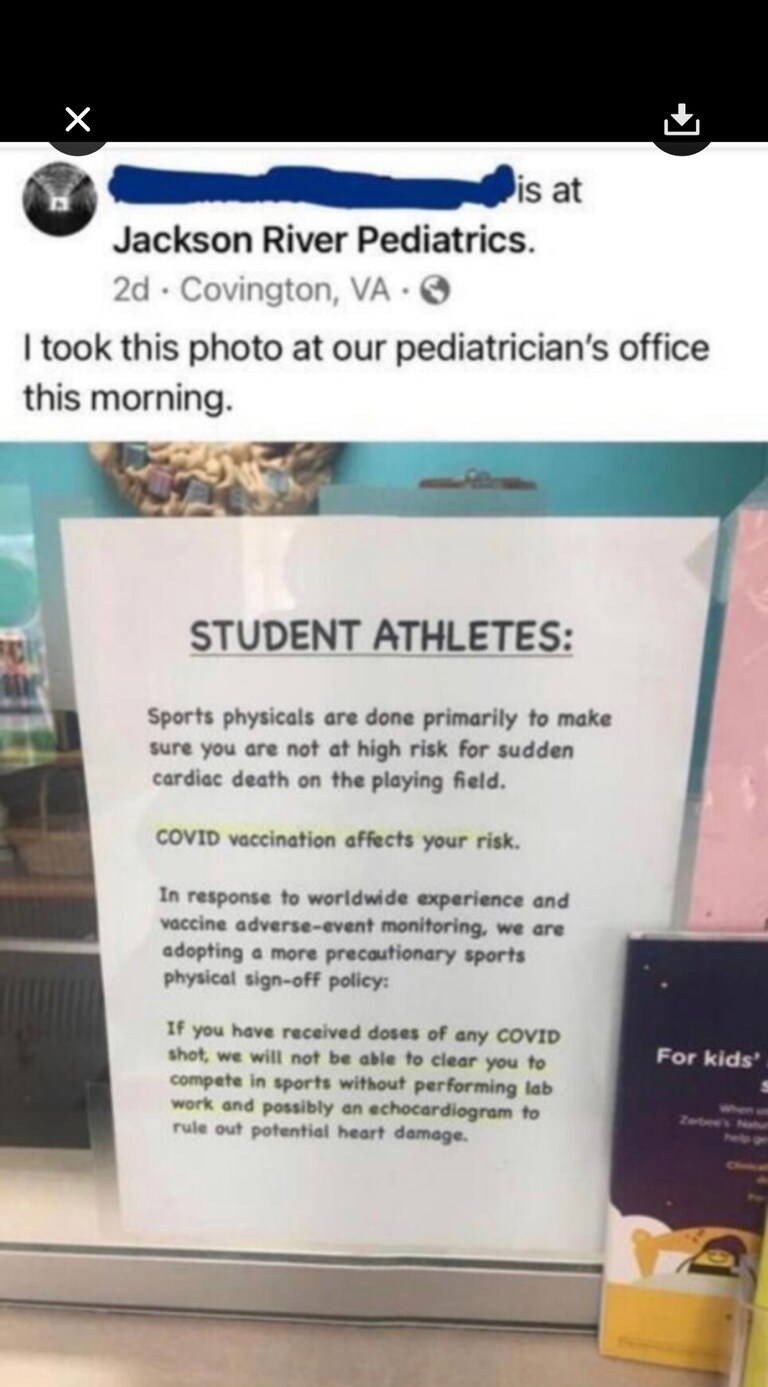 @rwmalonemd I saw this on another GETTR post…don’t know if it’s true and I did not see it personally, but I’m a high school coach and have had multiple ath