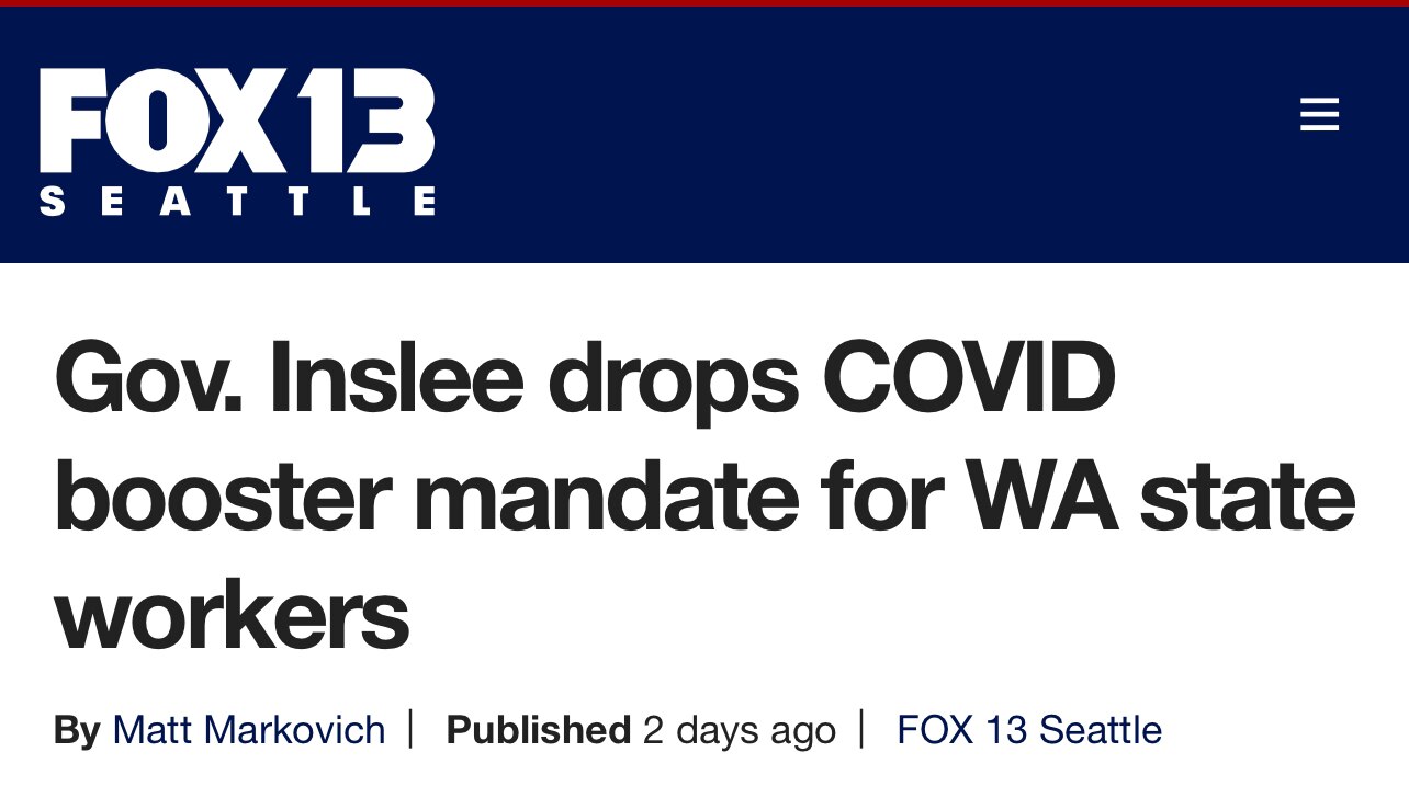 Gov. Inslee drops COVID booster mandate for WA state workers just a month after putting it in place
...