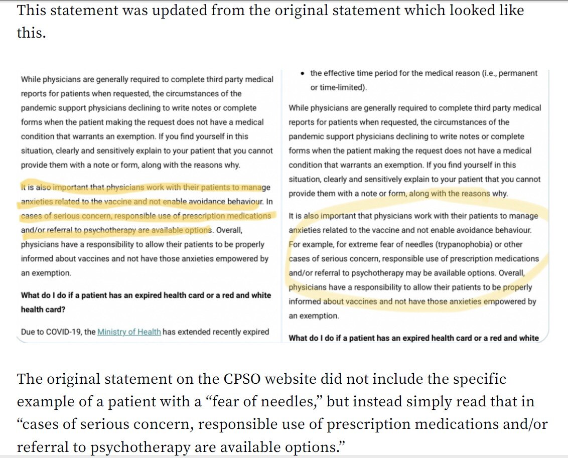 🔥 College of Physicians of Ontario DID suggest to all Ontario doctors that they put unvaccinated pa...