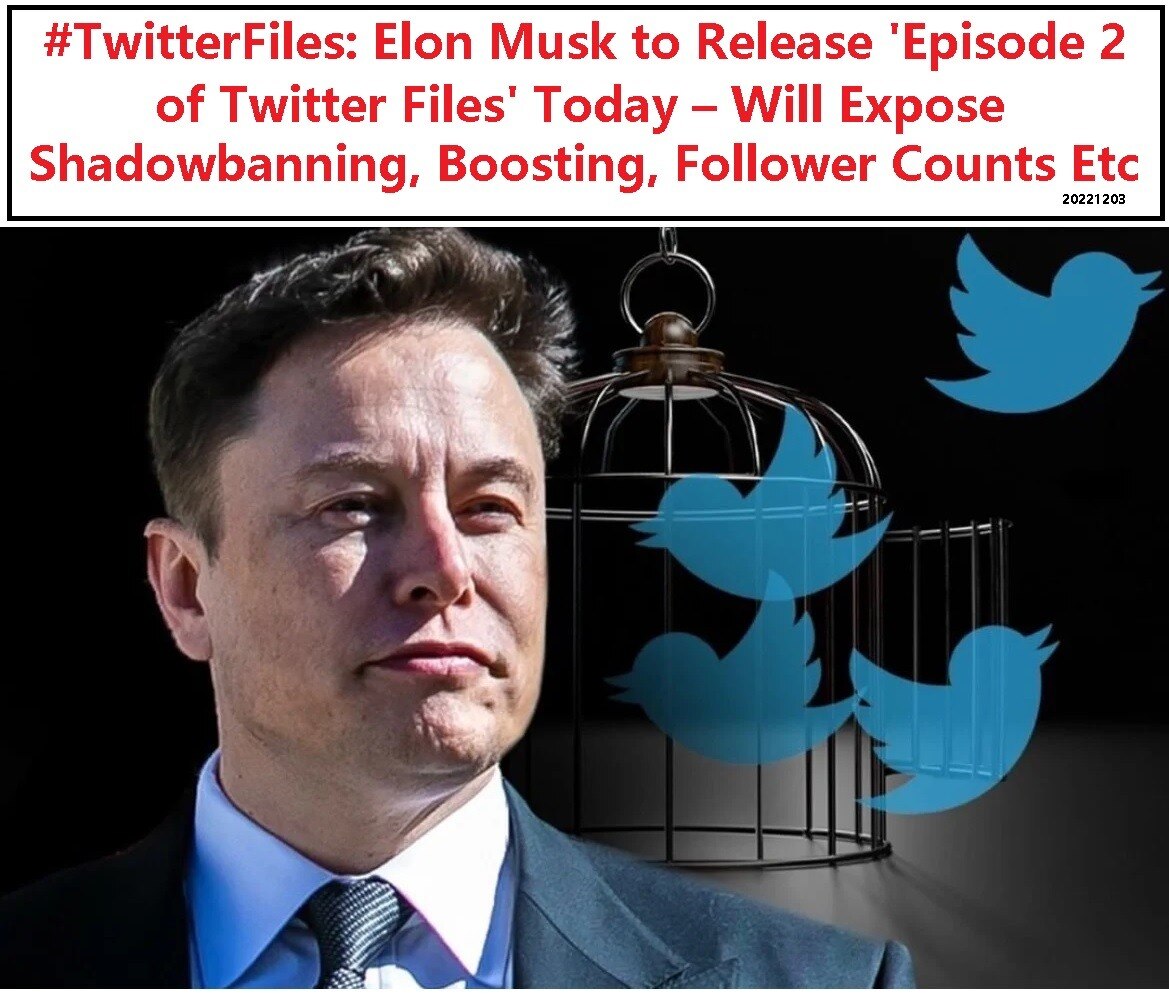 #TwitterFiles: #ElonMusk to #Release ‘#Episode2 of #Twitter #Files’ #Today – Will #Expose #Shadowban...