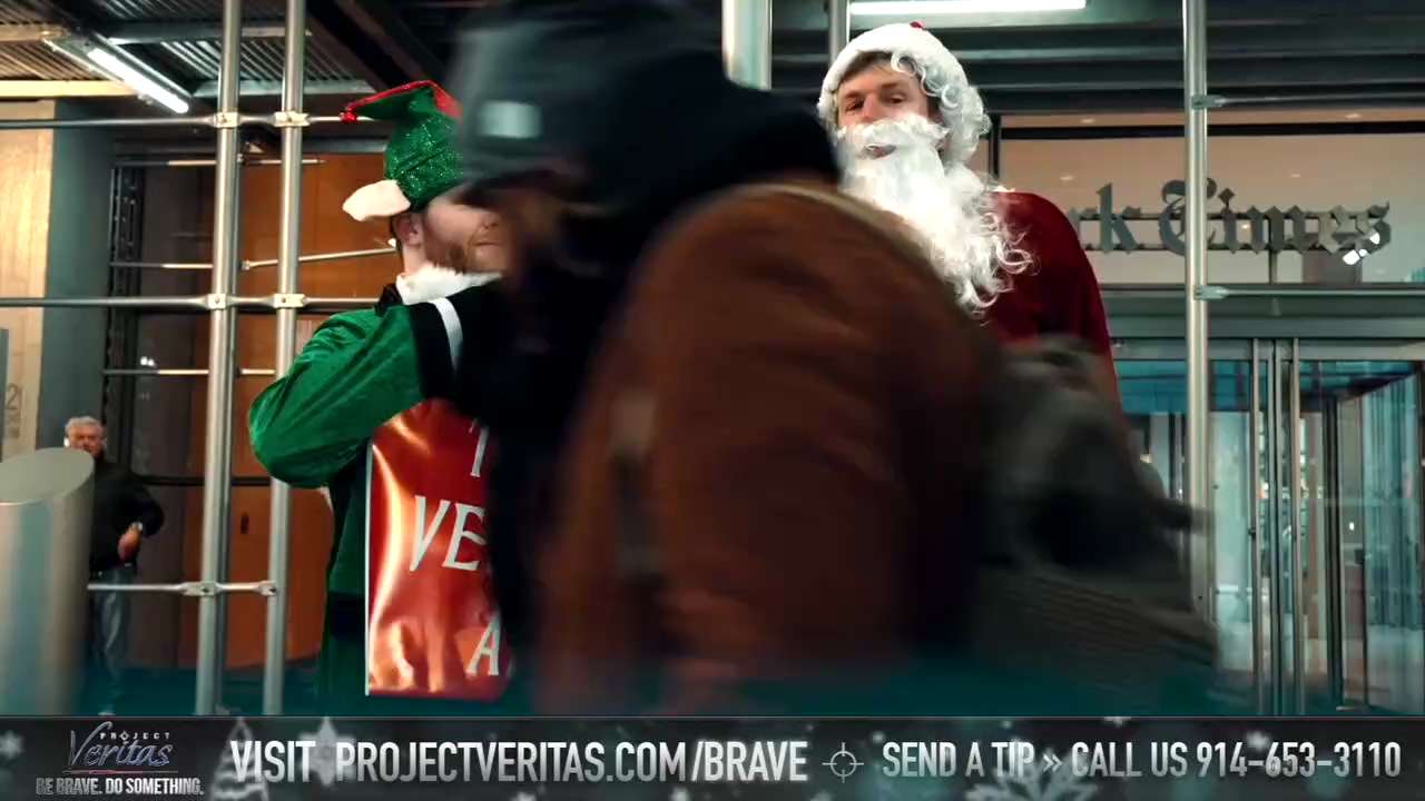 Project Veritas on GETTR : NAUGHTY OR NICE: James O’Keefe dresses as Santa and delivers bags of coal to The New York Times employees after a year of defamation and propaganda Journalism™️