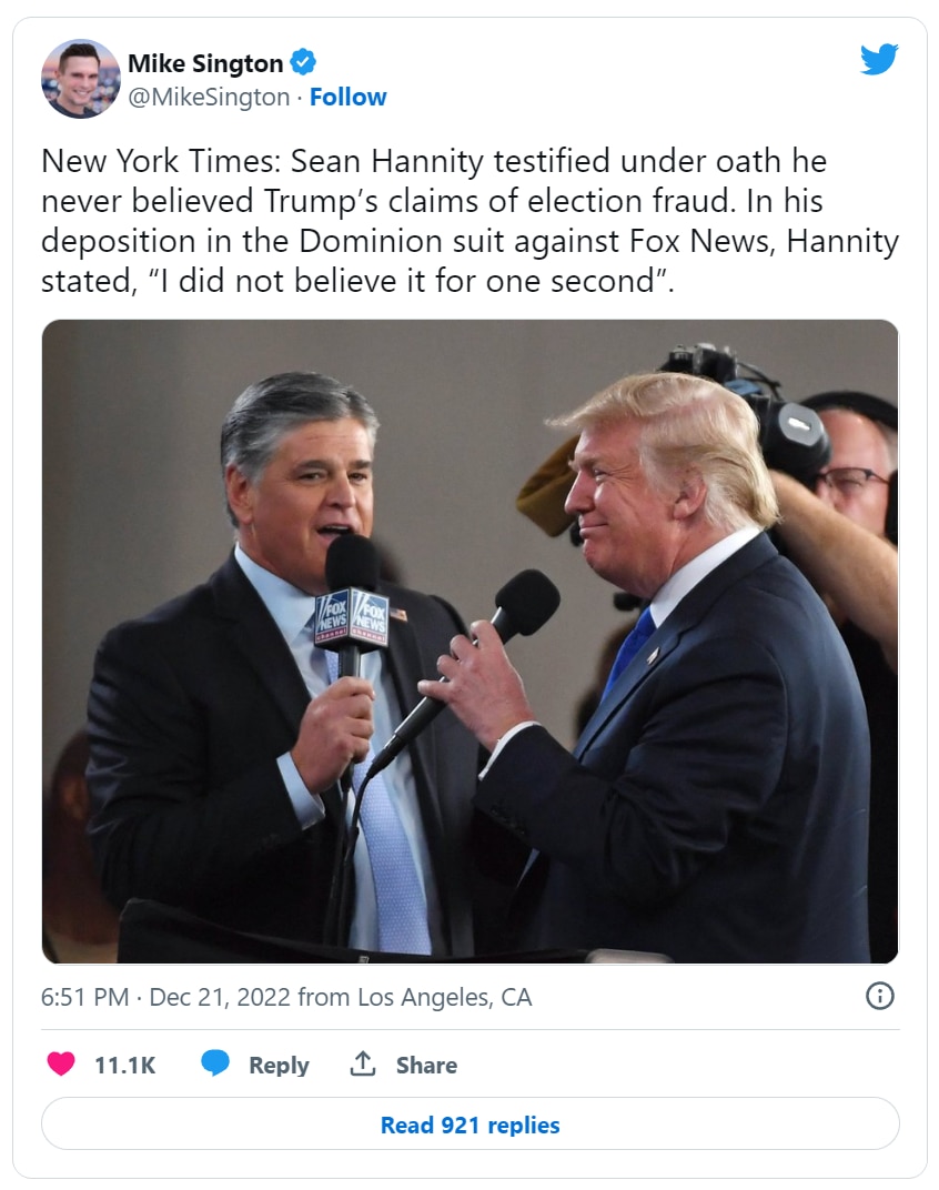 And just like that, Hannity ends his career.

Tick-tock...