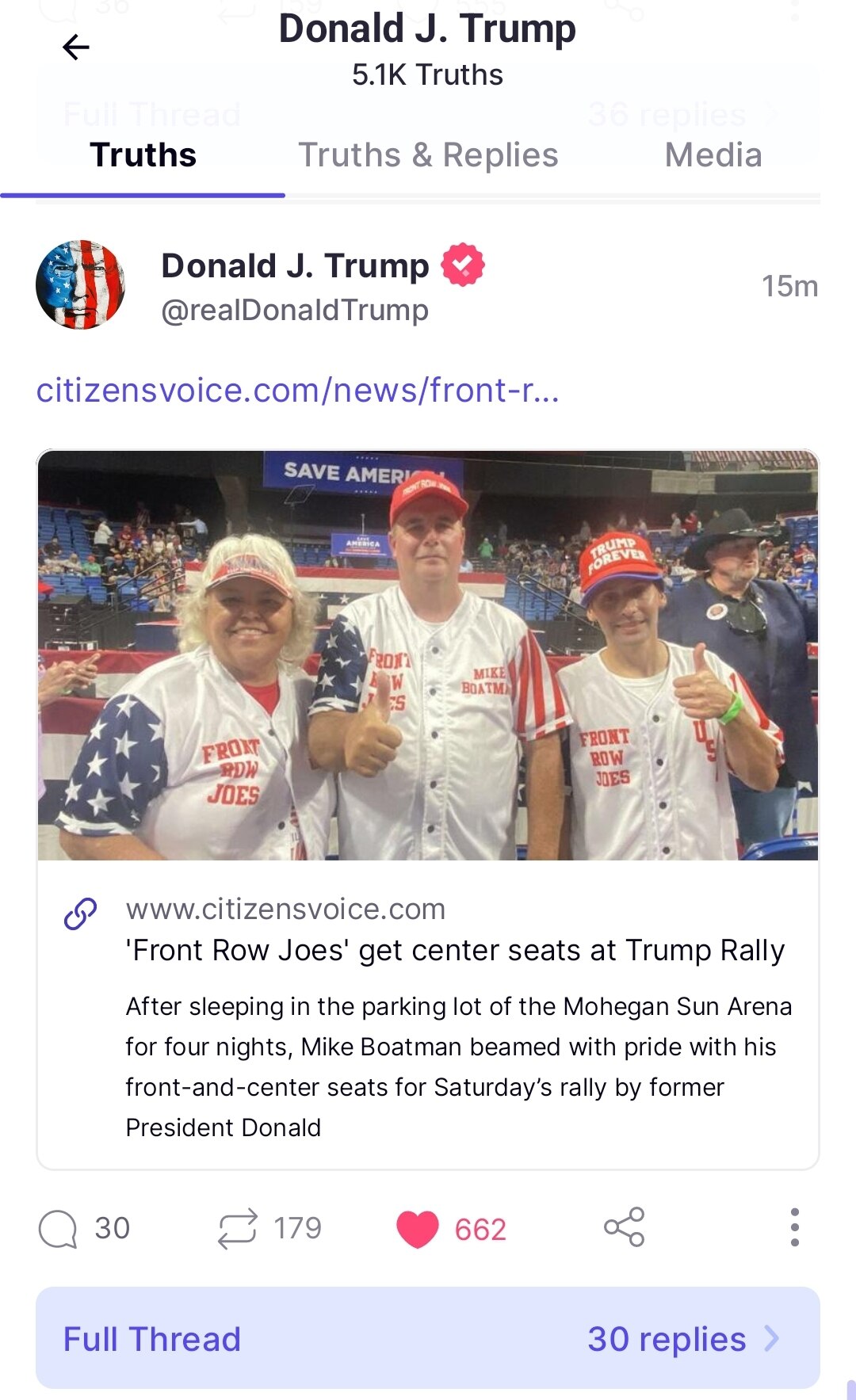 Trump just shared this on #truthsocial 
Front Row Joes! 