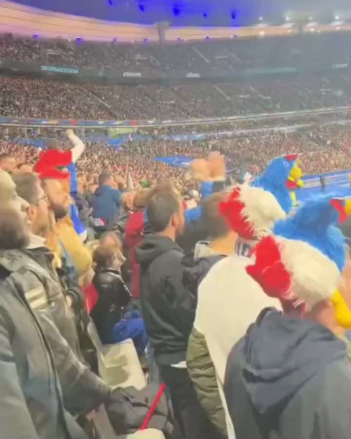 French fans chanted "Macron step down!" at the Stade de France in Paris