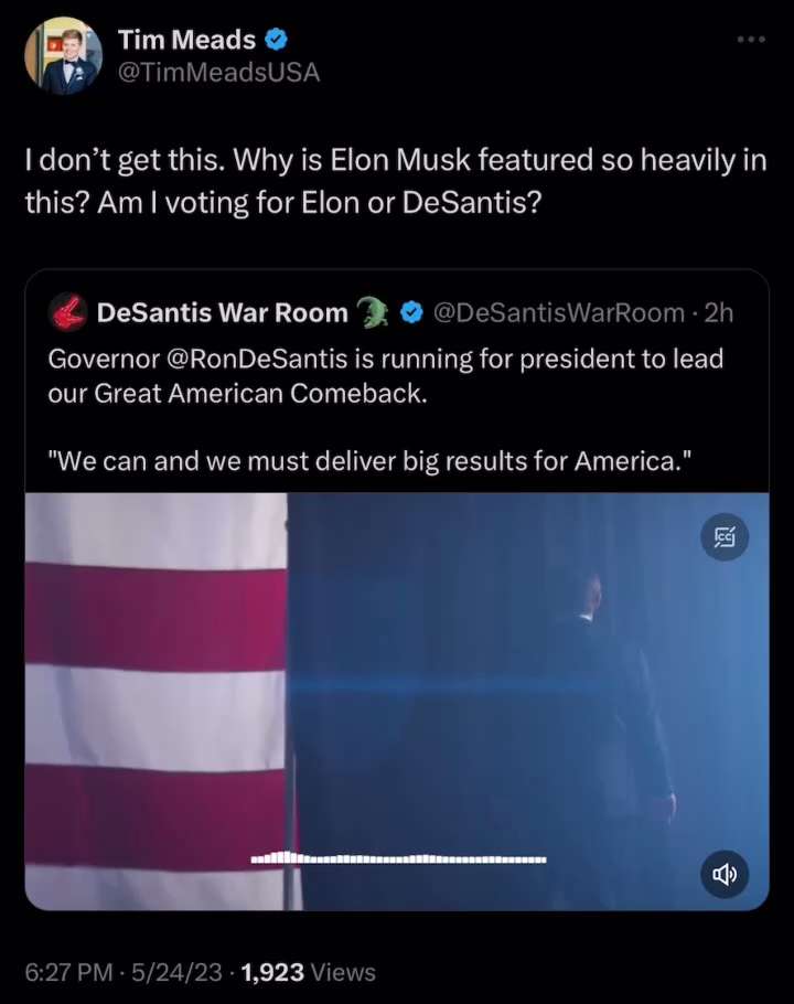 Is DeSantis Running with Elon Musk ….Why Does His Team Put Out This Bizarre Video with Musk Plastered All Over It
….