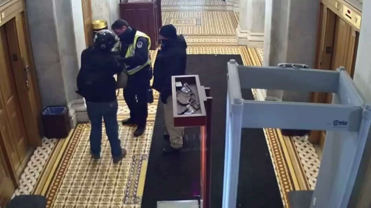 That's why Democrats were panicking 😵‍💫

Here's a January 6 video that they've never shown the public.

A protester is uncuffed by Capitol police and then fist bumps another officer down a hallway away from everyone.