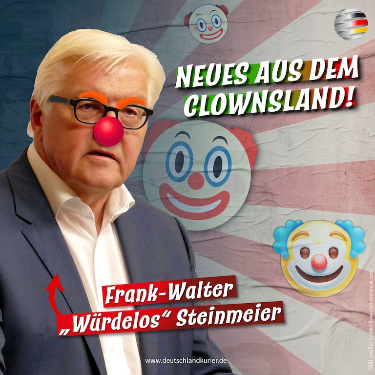 Neues aus dem Clownsland: Frank-Walter „Würdelos“ Steinmeier
November, Zeit der Besinnung und Bescheidenheit? Nicht so bei Frank-Walter Fischfilet, dem Bu