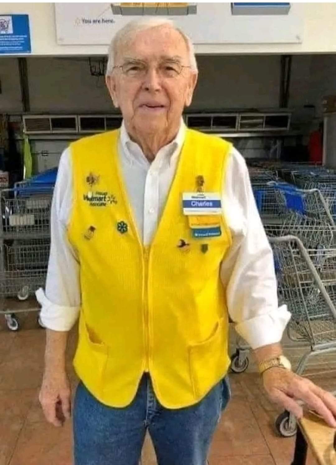 One of my favourite stories.

Charles, a new retiree-greeter at Wal-Mart, just couldn't seem to get ...