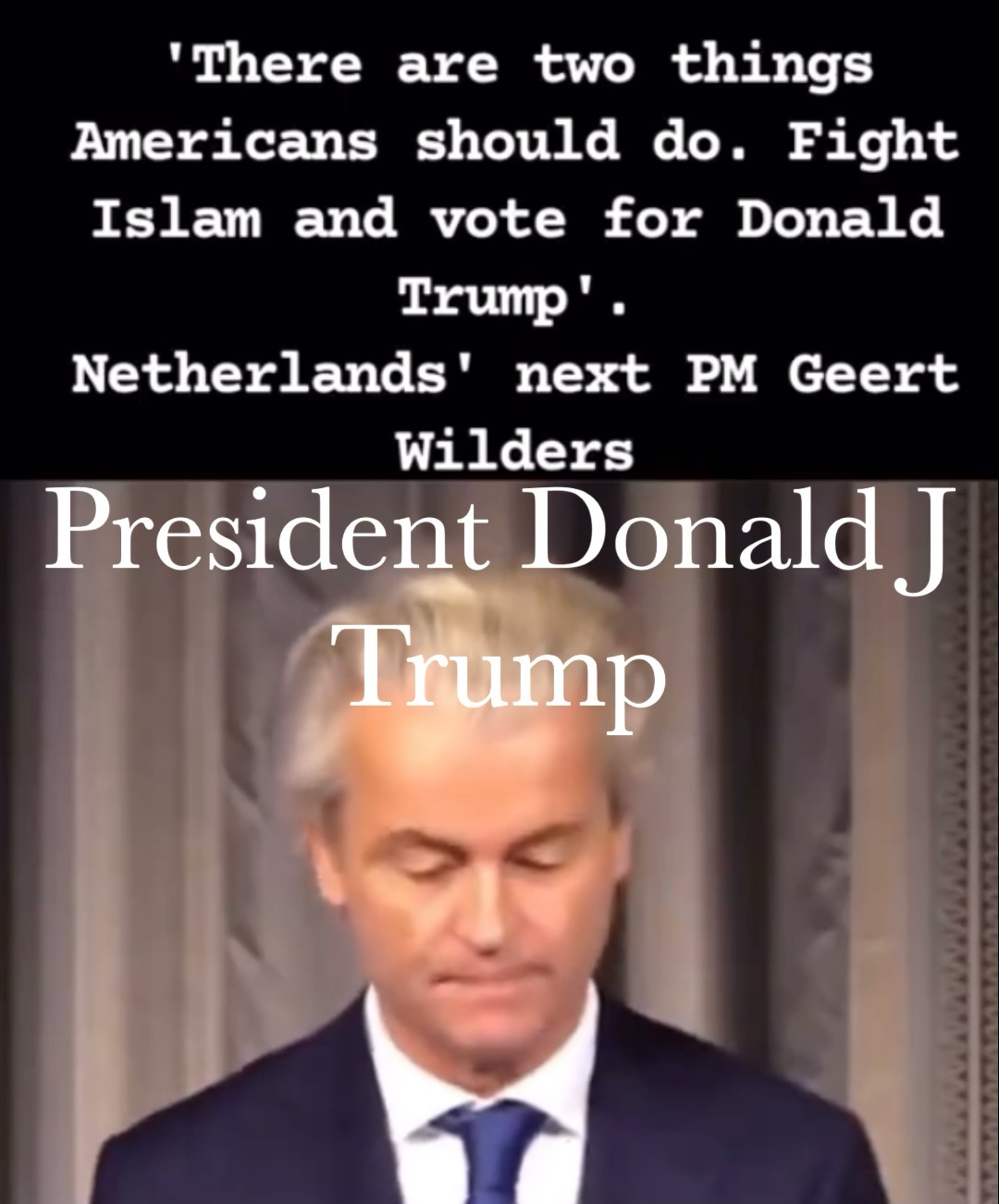 TWO THINGS: FIGHT ISLAM, AND THE MOST IMPORTANT , RE ELECT AND VOTE FOR DONALD J. TRUMP PM GEERT WIL...