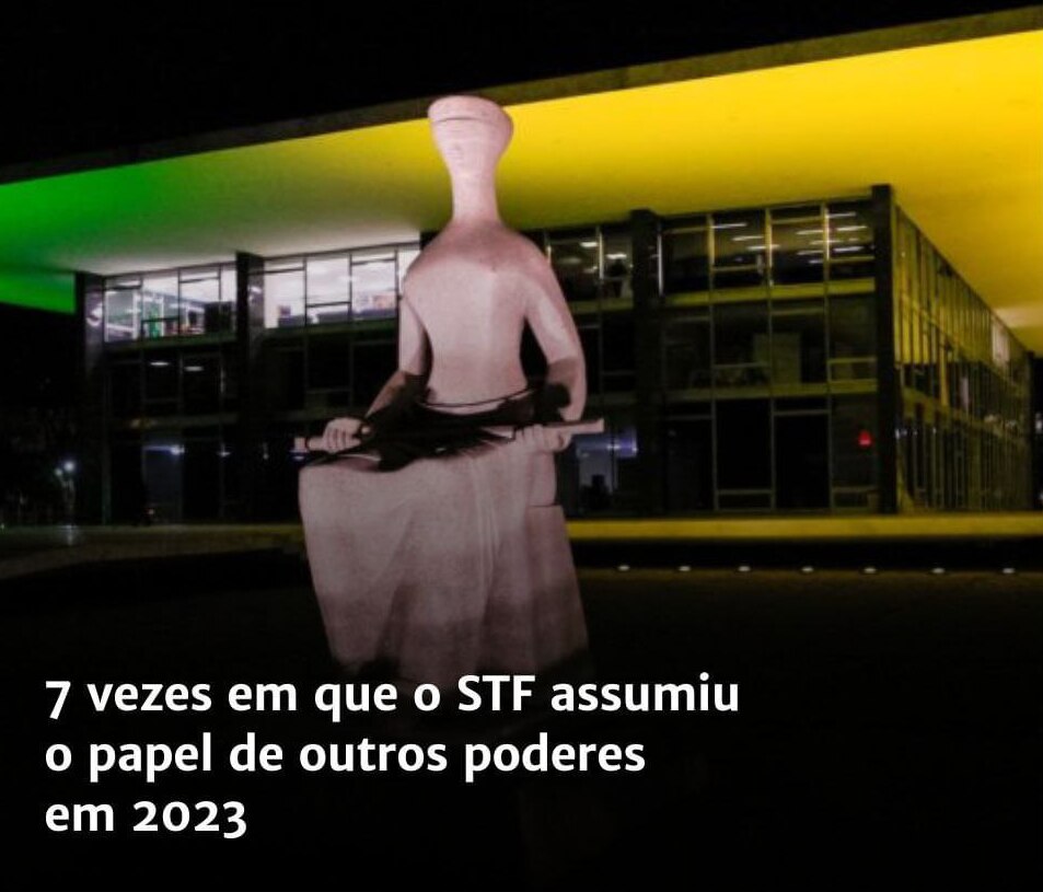 🇧🇷🇧🇷Alô alô Patriotas!!!🇧🇷🇧🇷

🤔⚠️ O que falta pra que a Lei e Constituição sejam cumpridas, mesmo tão defasadas?!
STF trabalhou muito em 2023, assumindo indevidamente, papel dos Poderes Executivo e Legislativo.
E, enquanto passava das competências estabelecidas pela Constituição, Parlamentares se esforçavam pra proteger a competência do Legislativo.
Pautas como, descriminalização do aborto e da maconha tiveram avanços na Corte, mesmo sendo assuntos que só deveriam caber ao Congresso Nacional.
Tribunal definiu uma tese que responsabiliza jornalistas, por declarações de entrevistados, em breve, deverá discutir penalização de plataformas de redes sociais por manifestações de usuários, todos, temas que fogem da alçada dos Iluministros.
Pra avançar sobre o poder Executivo, o STF adotou a tese de estado de coisas inconstitucional, entendimento inexistente na Legislação Brasileira, que obrigaria a Corte a agir, diante da suposta omissão do Governo Vermelho, Estados e Municípios, em relação a direitos garantidos na Constituição.
Após provocado por Partidos esquerdopatas, Ministros do STF assumiram o governo das Unidades da Federação em relação ao sistema carcerário e à situação de moradores de rua, impondo Políticas Públicas questionáveis.
Além de violar a separação de Poderes, essa atuação fere o princípio Jurídico da reserva do possível, quando um Agente Público exige medidas impossíveis. 

