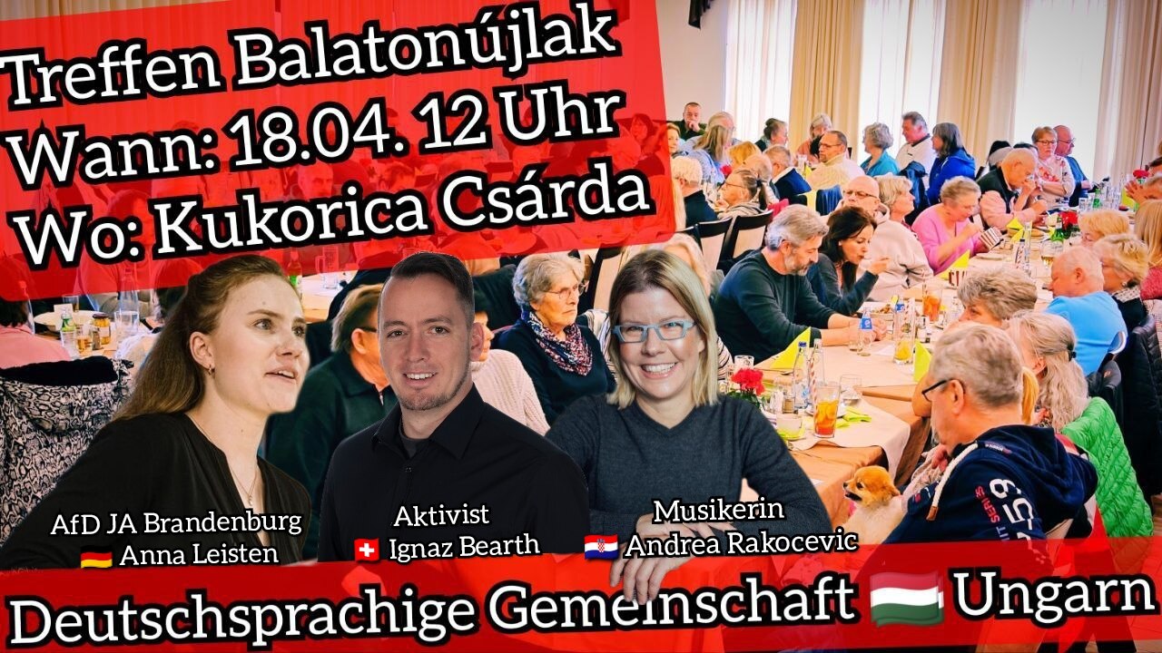 Deutschsprachige Gemeinschaft 🇭🇺 Ungarn - Treffen Balatonújlak

Donnerstag, 18. April 12 Uhr
Kukor...