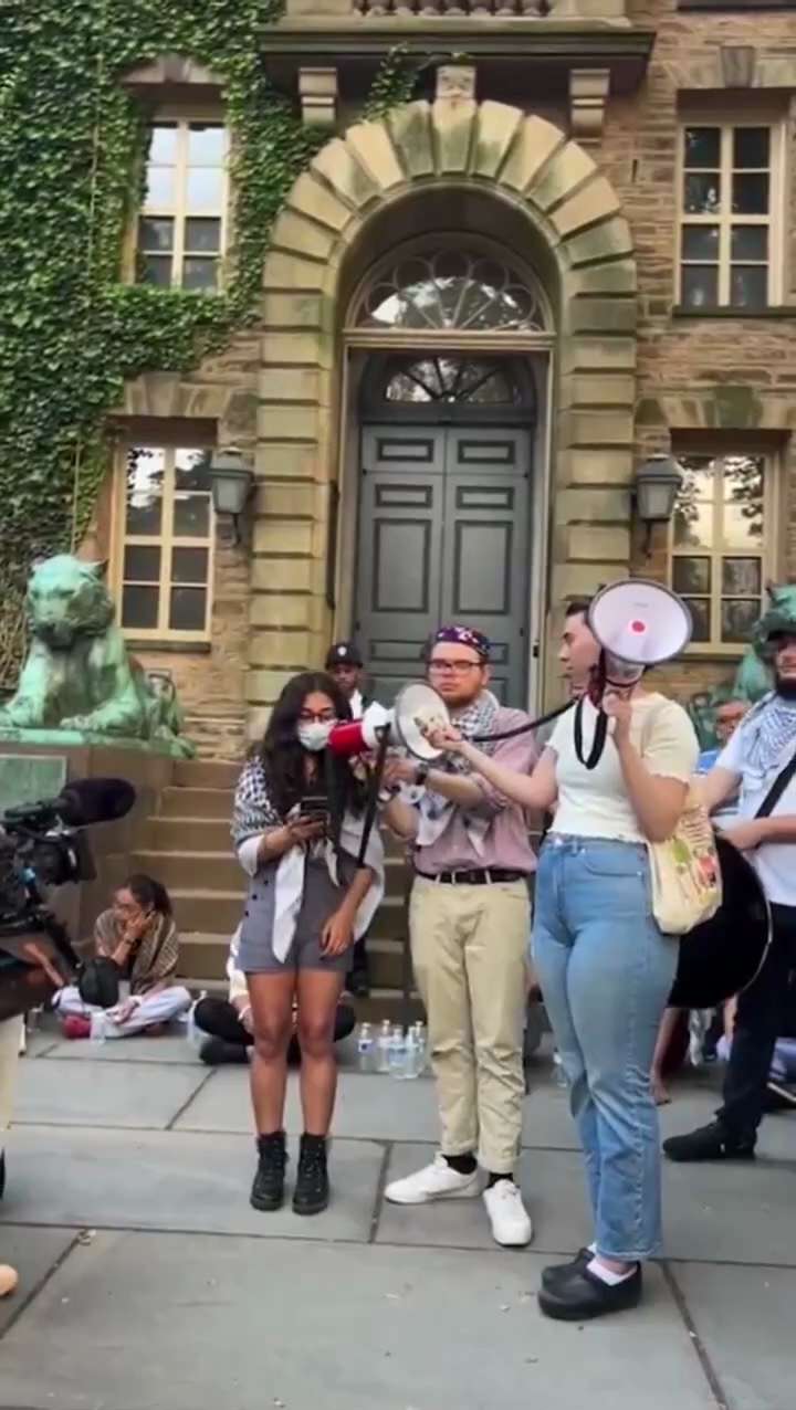 Pro-Palestine protester at Princeton says she is "literally shaking" because she is starving and "im...