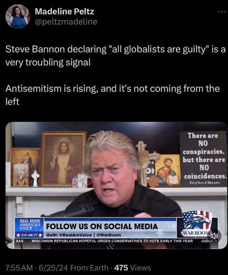 Note to Marketing Director Peltz : WarRoom Largest Media Platform Having the Backs of Israel and the Jewish Community 

https://x.com/peltzmadeline/status/1805615860565827661?s=46&t=6zCHJiktb7DU0SDcoBlbqg