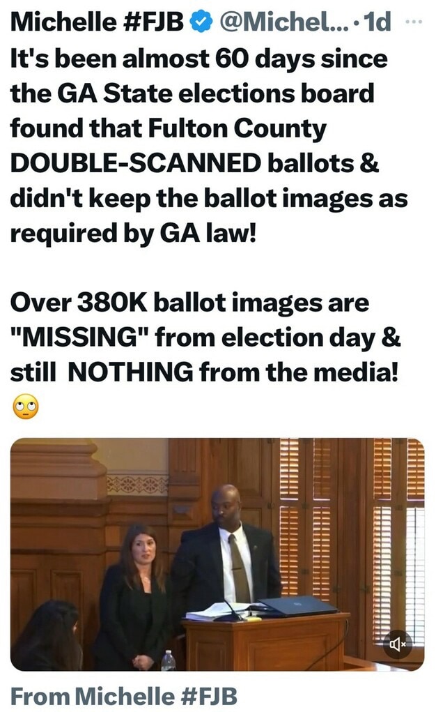 Still No Accountability In Corrupt Fulton County 
Georgia For Missing Ballots…