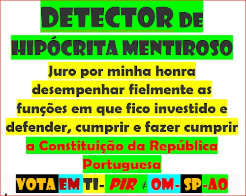 200724- factor sorte? -ifc-pir-2DQNPFNOA-HVHRL
https://verdade-rigor-honestidade-diferente.blogspot.com/2017/01/200117-factor-sorte-ifc-pir-9999-ciencia.html
UNIVERSO


PÉS NO CHÃO FECHA OUVIDOS ABRE OLHOS


DCLEAPG


https://gettr.com/post/p30uh73a81e


COM tanta treta dos tretas


tornei-me ateu com excepção de DEUS


VOTA HVHRL EM TI ACABA CORRUPÇÃO 


NINGUÉM SUBORNA 10 MILHÕES 


REGRAS DO JOGO


JURO


https://gettr.com/post/p30h676c2db


LEGALIDADE DEMOCRÁTICA


CANDIDATOS POR SORTEIO TODOS IGUAIS PARA NÃO FICAR REFÉM


VIOLAÇÃO DA CRP LEI 34/87 


https://www.pgdlisboa.pt/leis/lei_mostra_articulado.php?nid=281&tabela=leis


EDD SÓ CONTARAM PARA VOCÊ OQDS DITADURA 


LIBERDADE


https://gettr.com/post/p31zj4o63bf


2DQNPFNOA
