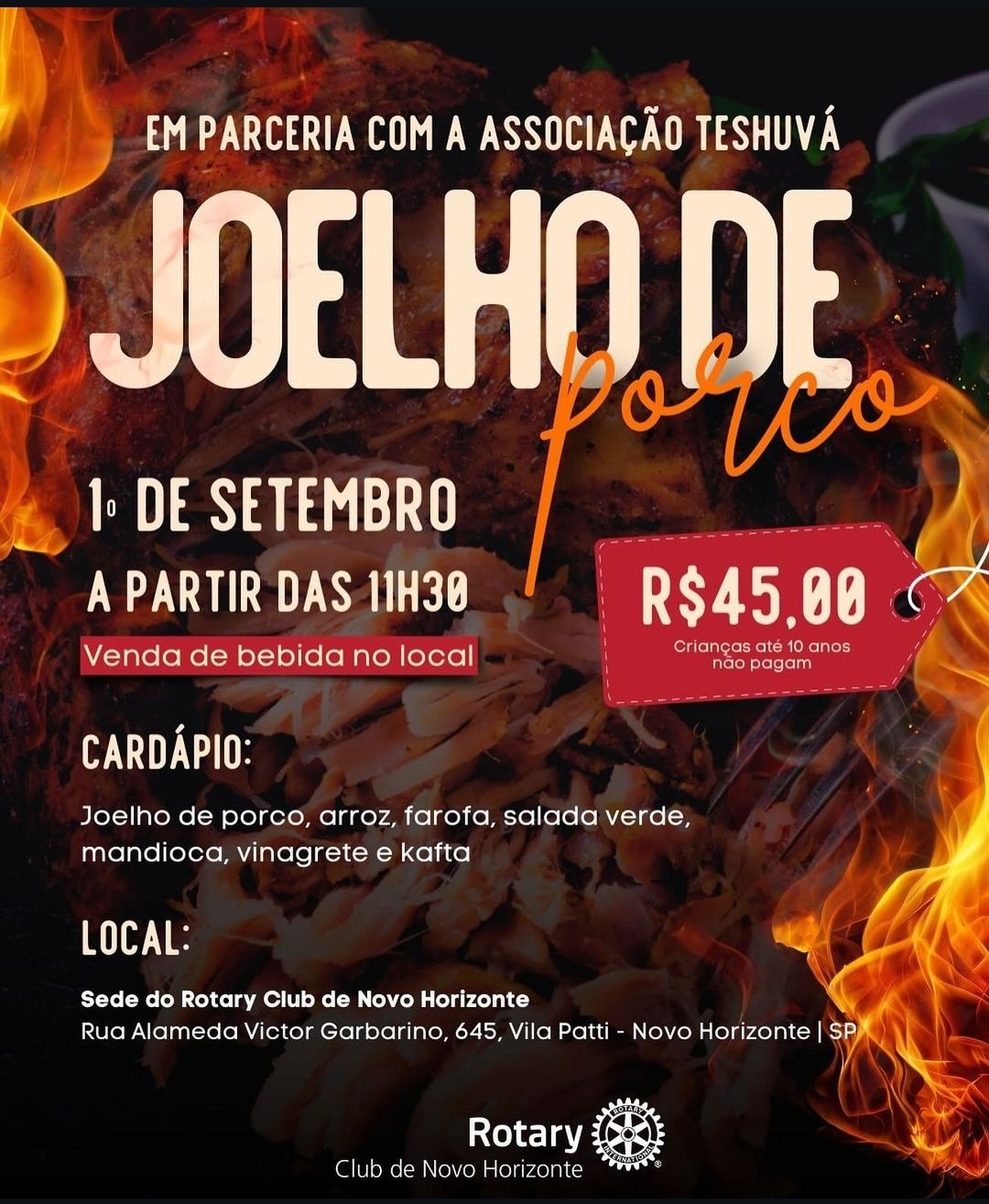 O Rotary Club de Novo Horizonte e a Associação Teshuvá têm o prazer de convidar você para um almoço ...