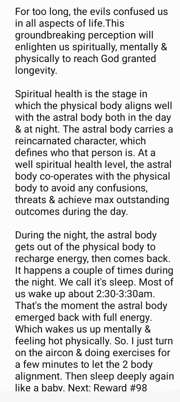 Honour Reward #99 - Definition of Spiritual Health 

