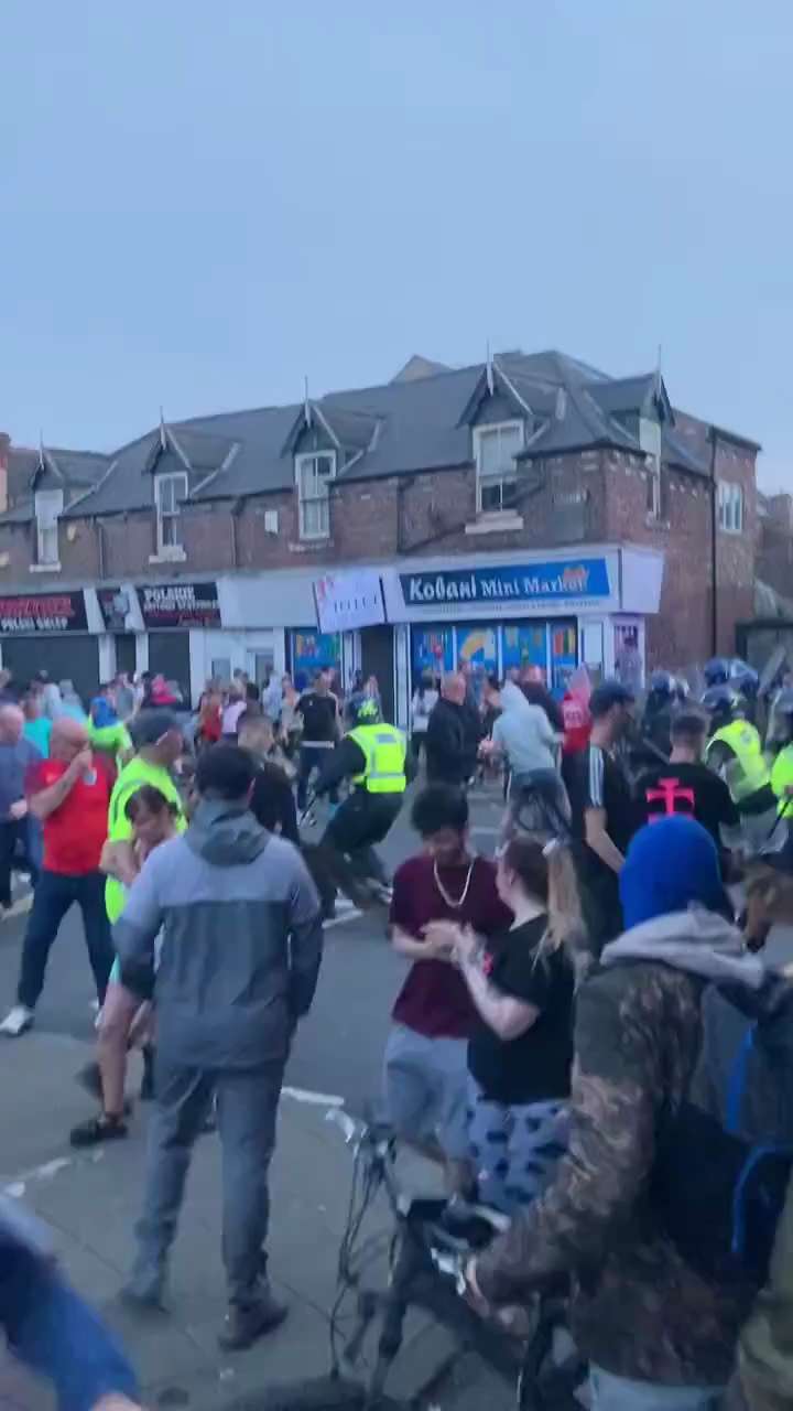 Batons, shields and dogs turned on the mostly children and teenagers in Hartlepool tonight.

Vile tw...