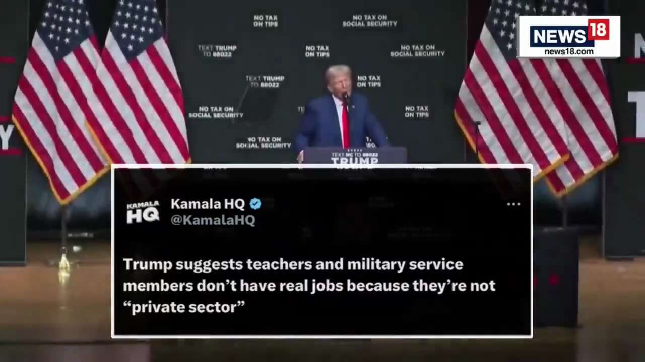 The Lie

Kamala HQ Says Trump Told His Rally Crowd That Teachers And Military Service Members “Don’t...