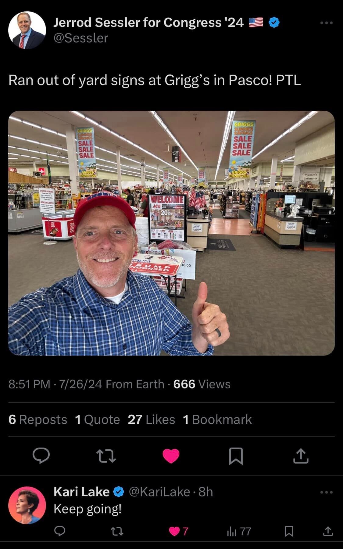 Congratulations to @karilake for winning the Arizona Senate primary. The best person for the job! An...