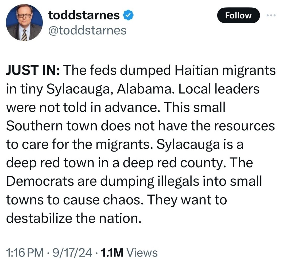 Haitians dumped in small red town of Sylacauga, Alabama.
👇👀👇👀👇👀👇👀👇👀