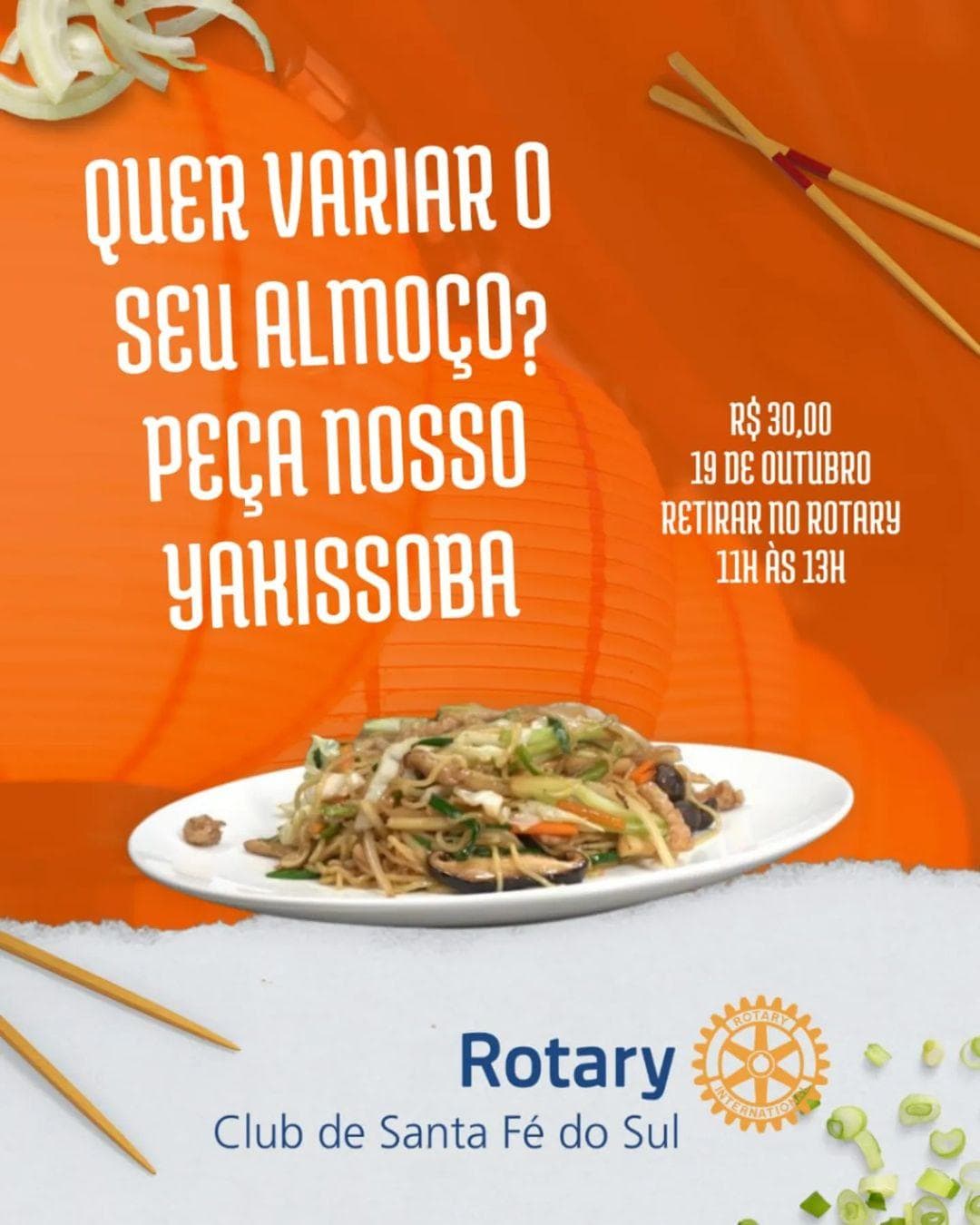 Texto do Rotary Club de Santa Fé do Sul:

Faça sua reserva 

Para o dia 19 de outubro para retirar d...