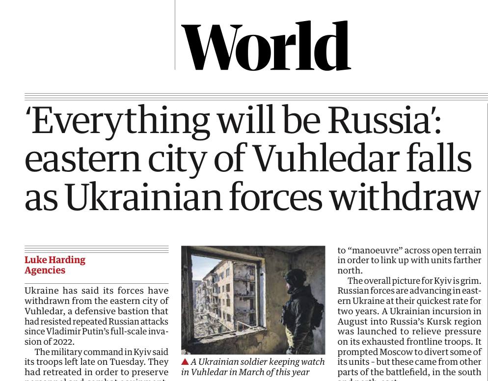 Everything will be Russia, The Guardian writes in an article about the capture of Ugledar

Except Kosovo. Kosovo is Serbia.

🔸InoSMI — the main international

https://x.com/vicktop55/status/1842111613693775939?t=UruUrT0TRfwOCWlL9dPGbA&s=19