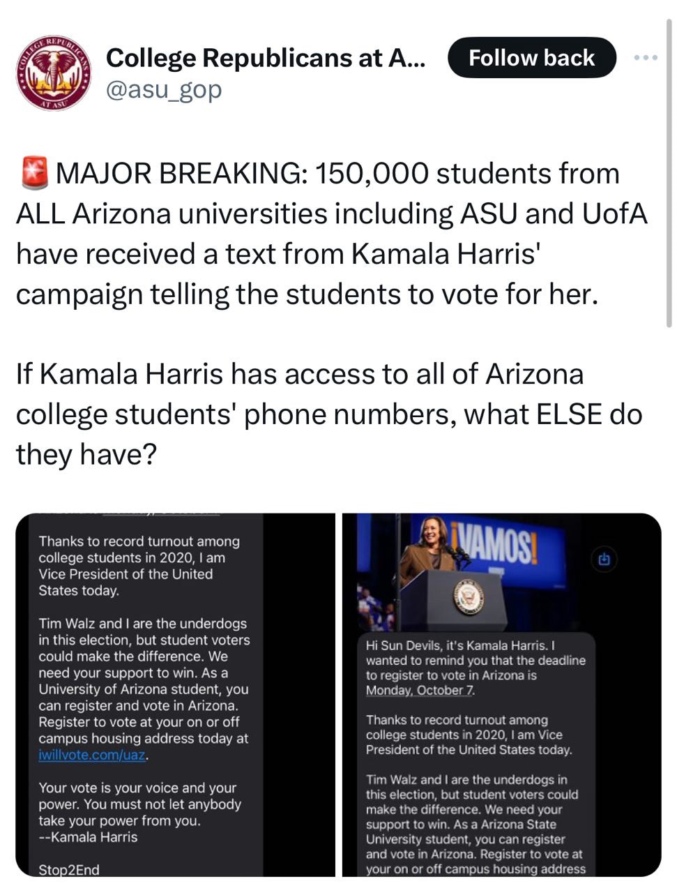 Where did the Kamala Harris campaign get access to this database? This is a major scandal. AZ House ...