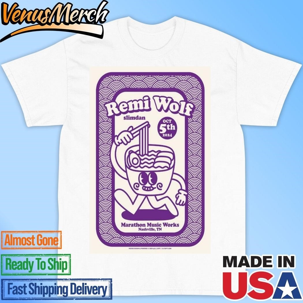 Official Remi Wolf Slimdan Marathon Music Works Nashville, TN Tour October 5 2024 Shirt
Click here to buy it: https://venusmerch.com/product/official-remi-wolf-slimdan-marathon-music-works-nashville-tn-tour-october-5-2024-shirt/
Visit Home page: https://venusmerch.com
Remi Wolf Slimdan Marathon Music Works Nashville, TN Tour October 5 2024 Shirt: A Collector’s Item for Music Enthusiasts
