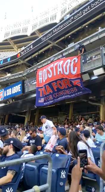 Should we drop another flag at a Yankees playoff game? #FireAOC  

