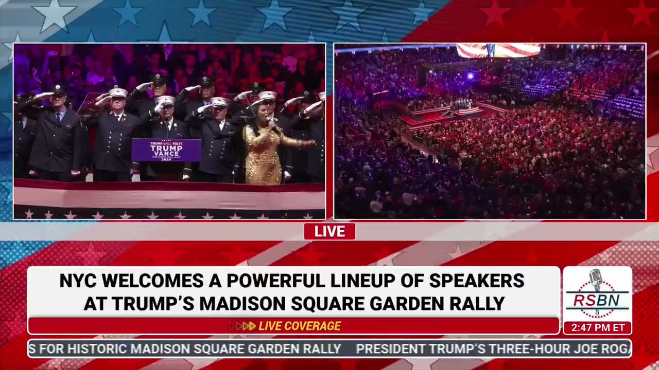 THOUSANDS rise to their fight for incredible rendition of the Star-Spangled Banner at Trump rally at...