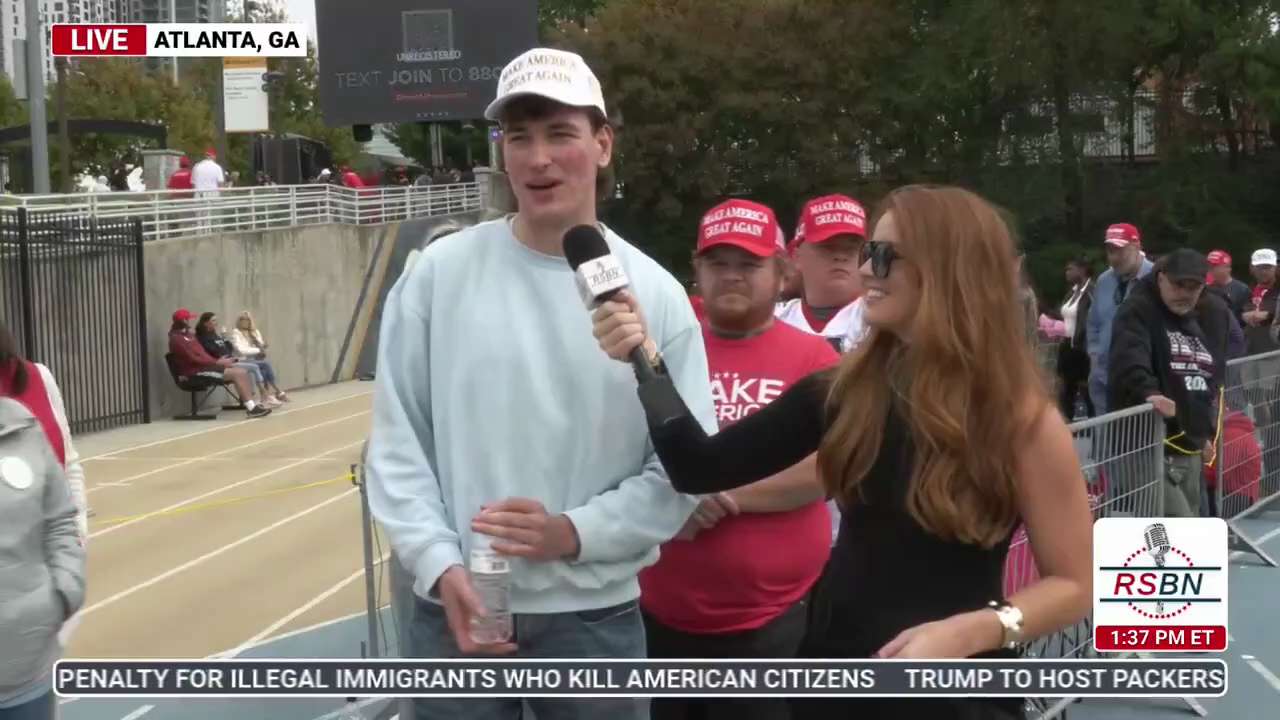 Gen Z Trump supporter from London takes time to see President Trump at rally in Atlanta, Georgia

WA...