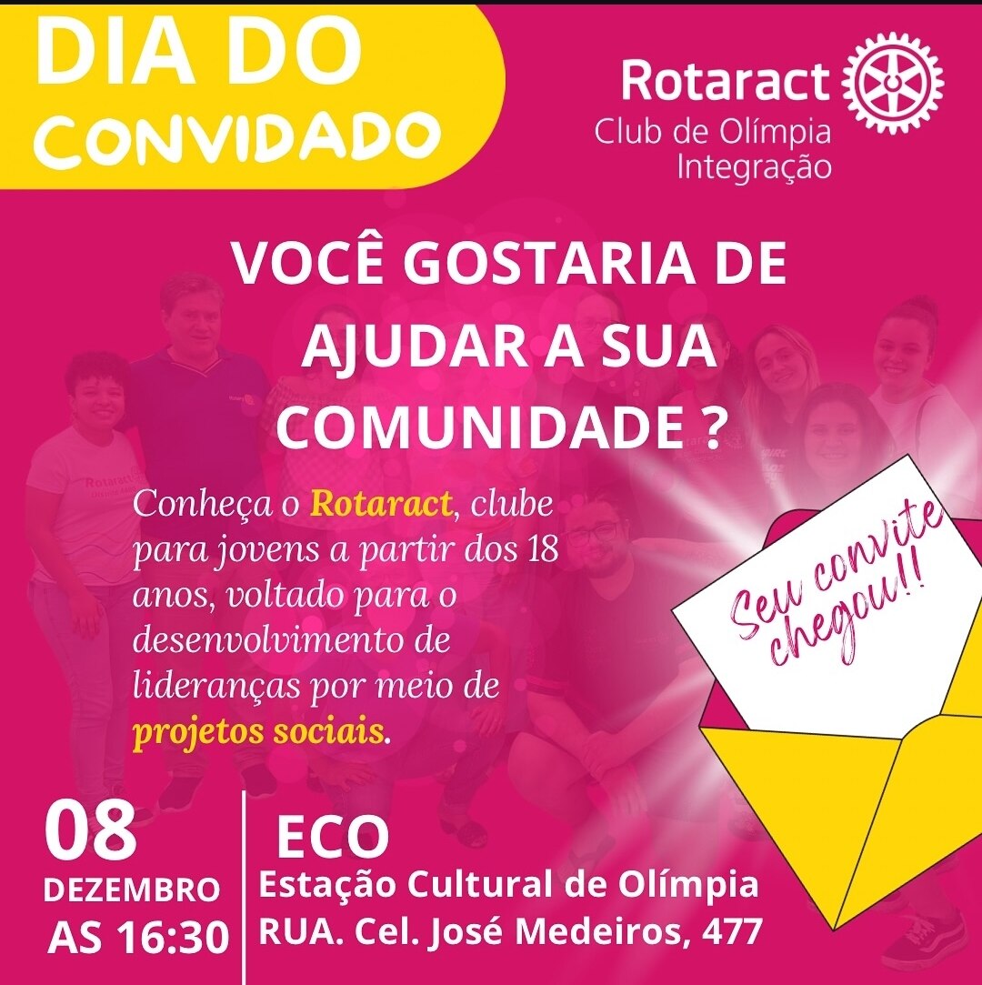 Texto do Rotaract Club de Olímpia-Integração:

Seja a mudança que você quer ver no mundo!

Você já p...