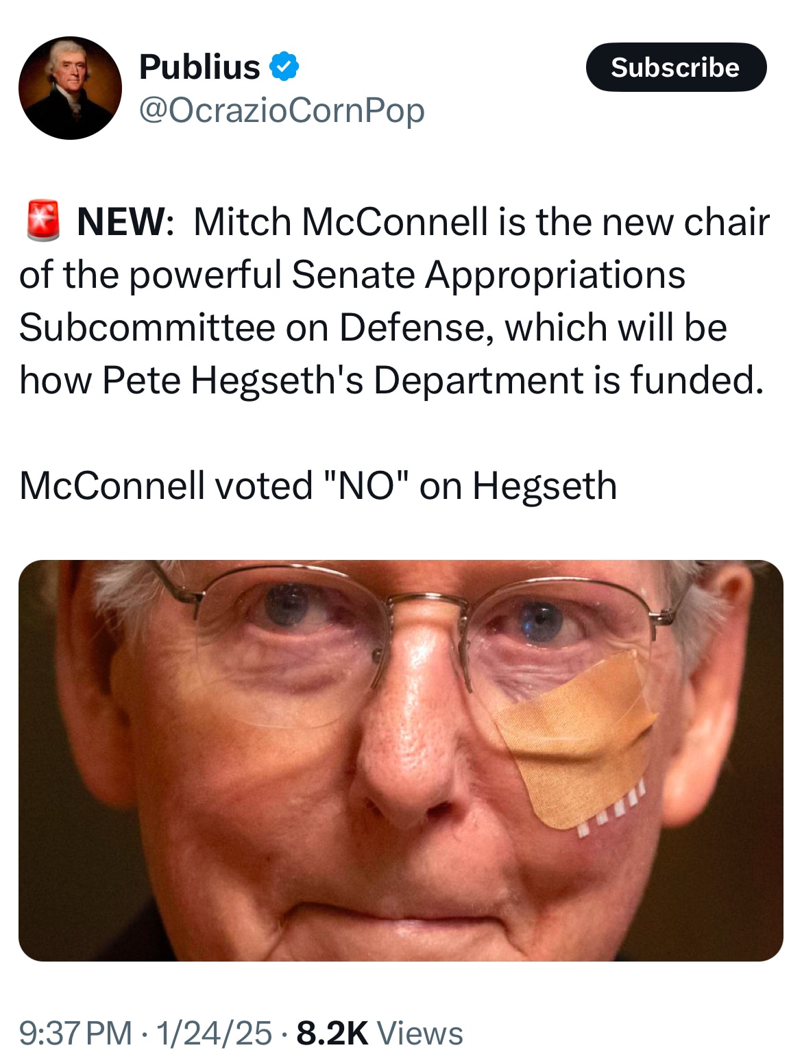 …and who appointed Mitch McConnell to be the chair of the powerful Senate Appropriations subcommitte...