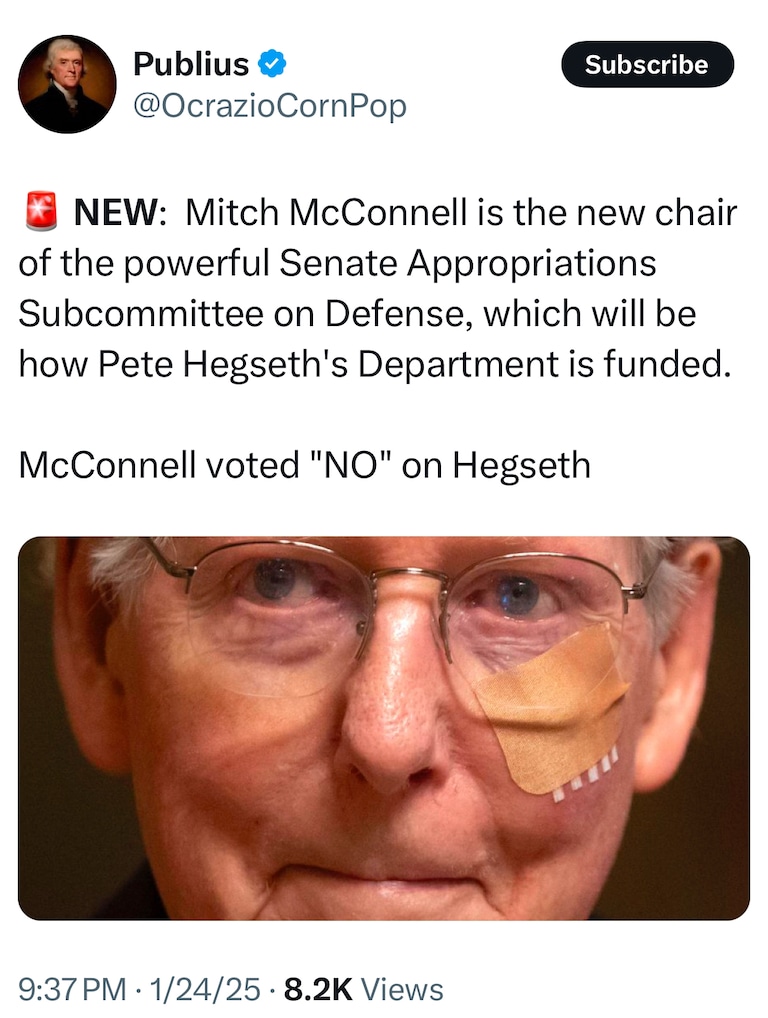…and who appointed Mitch McConnell to be the chair of the powerful Senate Appropriations subcommittee? John Thune 
Mitch McConnell is not fit - mentally or