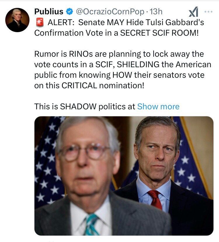 THIS IS BULLSH*T IF THEY TRY IT !
They Just Want To Hide The Rinos That Vote No For Tulsi