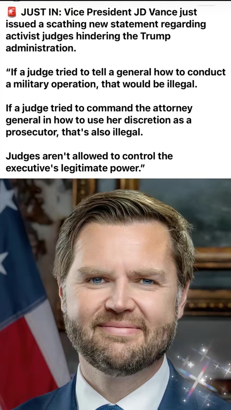 #JUSTIN: #VicePresidentJDVance just #issued a #scathingnewstatement #regardingactivistjudges #hinderingtheTrumpadministration.