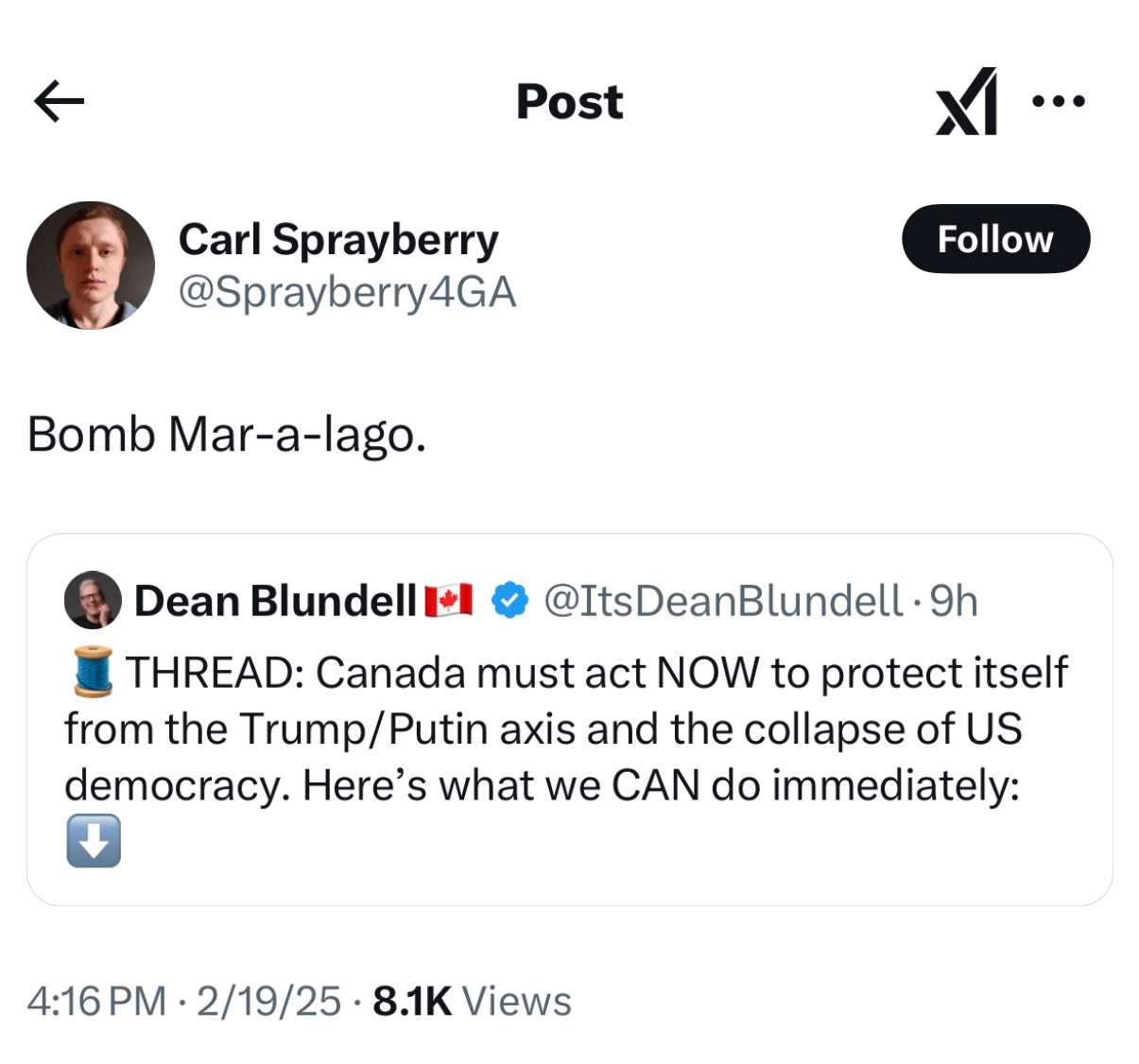 Former failed candidate for Georgia State House, Carl Sprayberry (D) calls for Mar-a-Lago to be bomb...