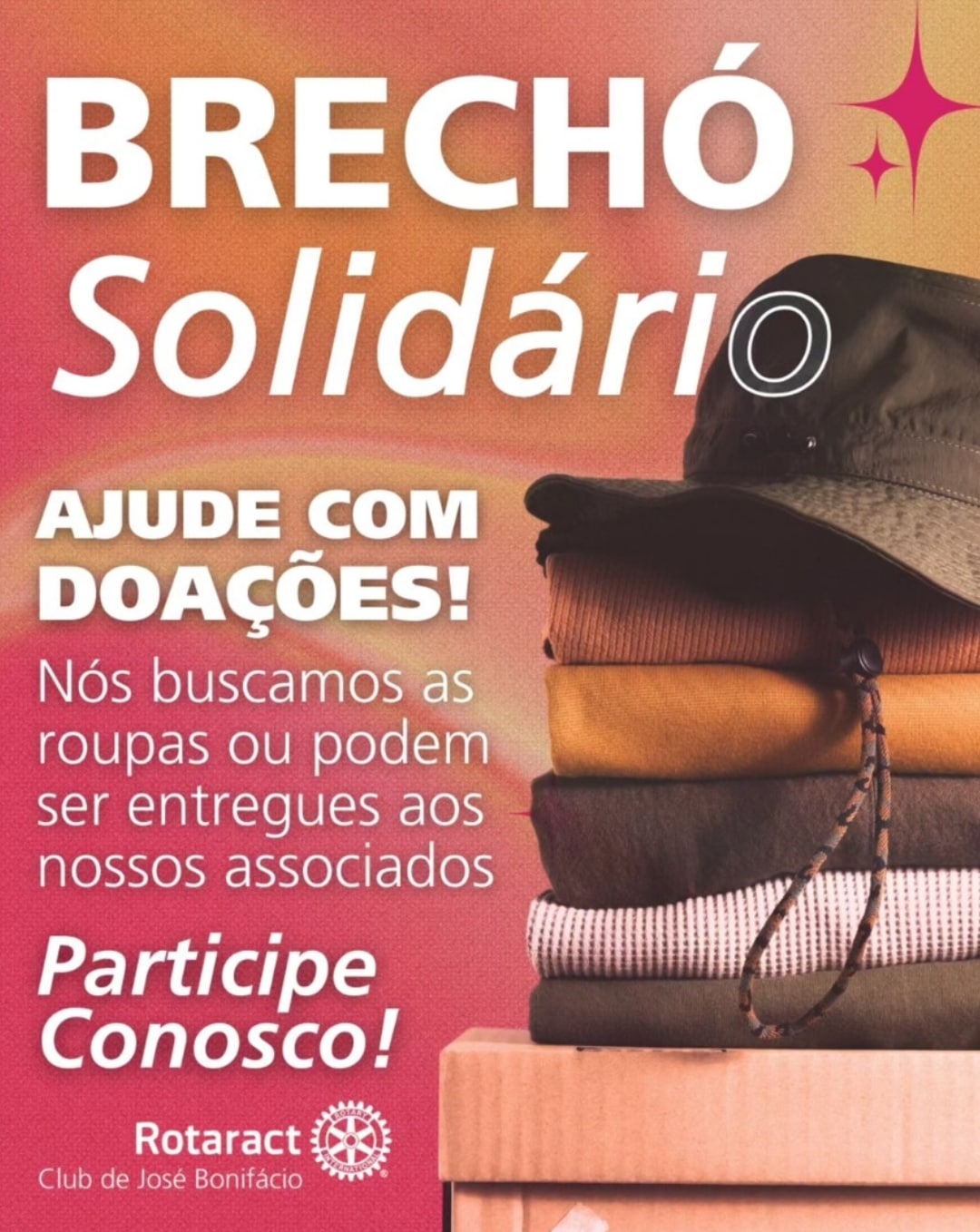 Texto do Rotaract Club de José Bonifácio:

Participe do Brechó Solidário do nosso Clube!

Aceitamos ...