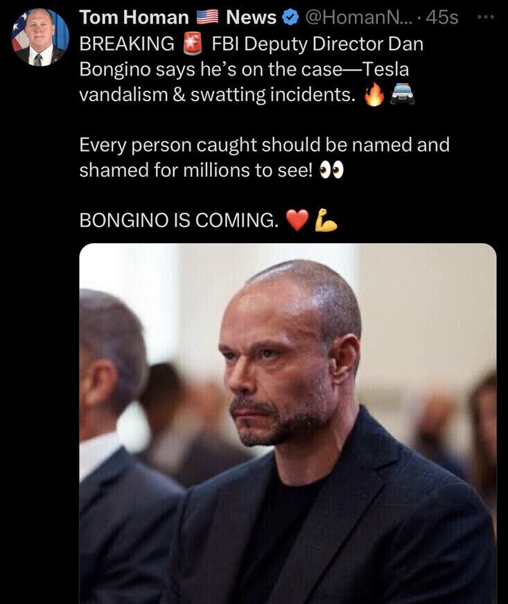 FBI Deputy Director To Head Investigation Into 
Tesla’s Vandalism and Swatting Incidents…