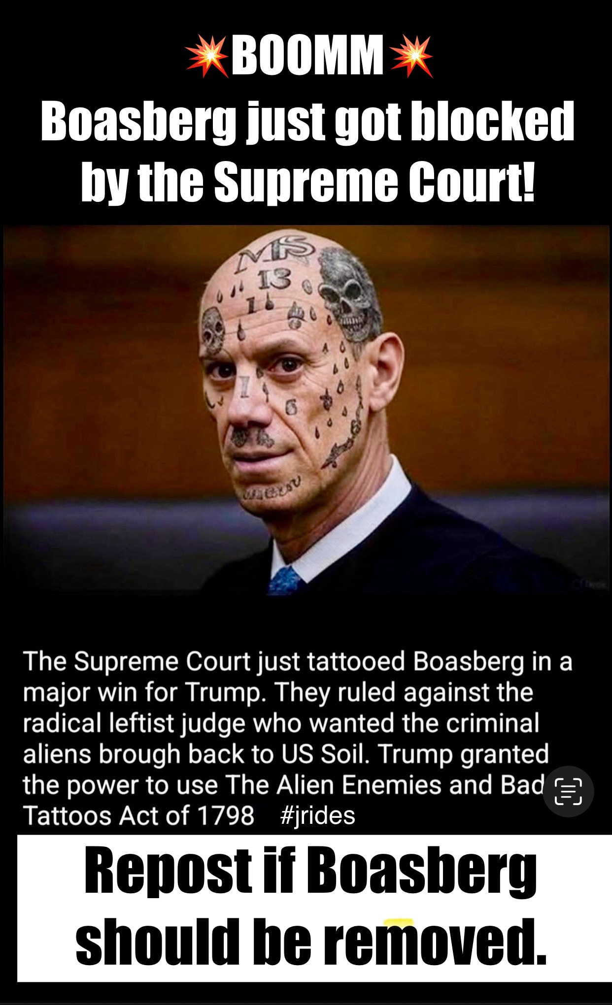 BREAKING :
Judge Boasberg Faces Removal under A New GOP Proposal 💥BOOMM 💥
Republican congressman Andy Biggs has introduced a resolution calling for the firing of Judge Boasberg that blocked President Donald Trump's El Salvador deportations.
🛑DO YOU SUPPORT THIS ❓
Repost if you support this.
#patriotdrive #jrides #jrides1 #janettrains #janetleesk99 ©️