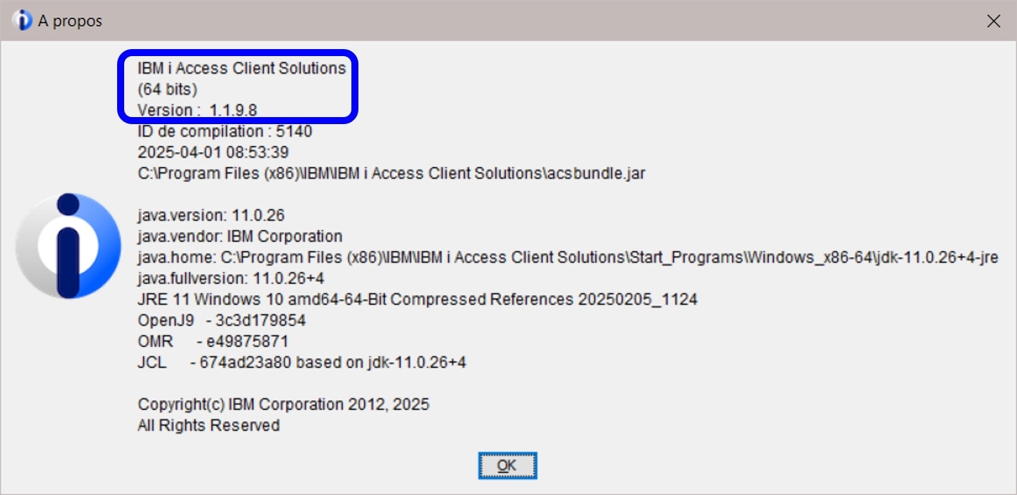 🔘 IBM i – Disponibilité IBM Access Client Solutions 1.1.9.8
- Date de disponibilité : 09/04/2025

Lire la news sur https://poweribmi.fr/news-2025/#avr25-4
