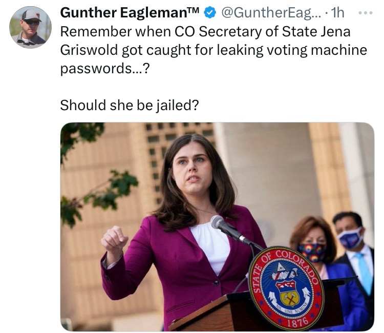 And How About Tina Peters That Dirty Judge Put In Prison For Telling The Truth About Griswold
